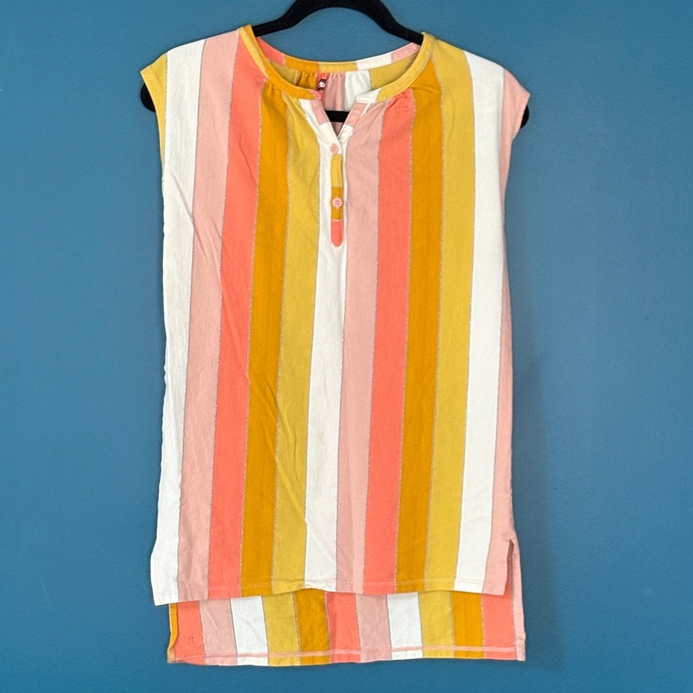 Tea Collection Striped Dress/Tunic - Pink, Yellow, White